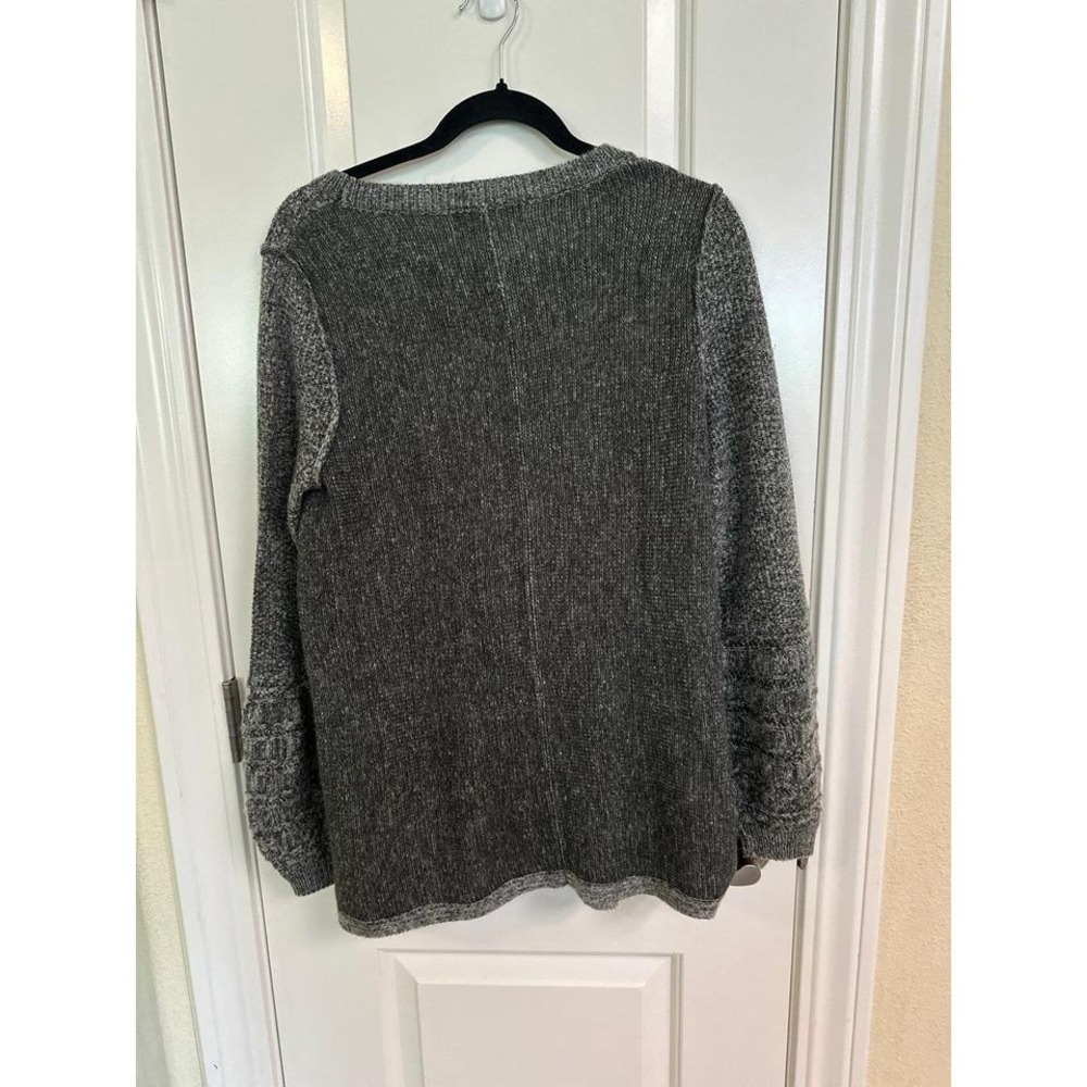 Knox Rose Gray Floral Embroidered Boho Knit Sweater Womens Medium Long Sleeve - Picture 5 of 5